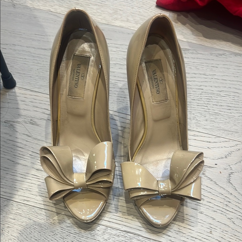 Valentino Women's Tan Peep-Toe Heels